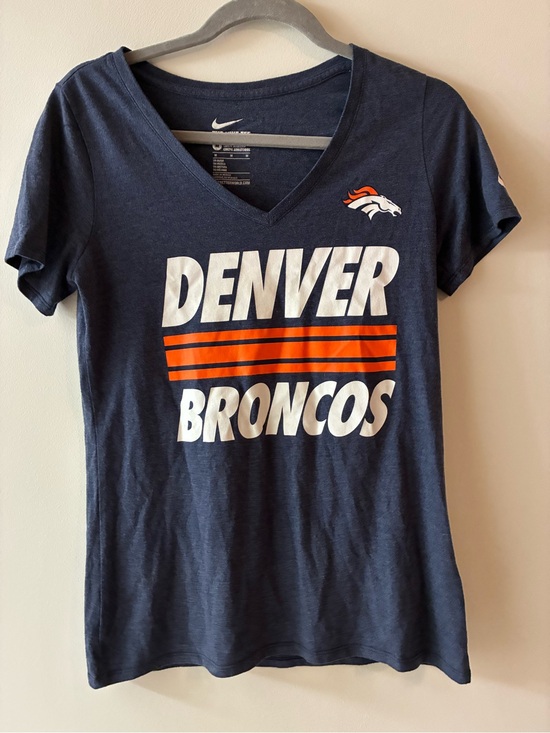 Nike Tops - The Nike Tee Women’s Navy Denver Broncos V-Neck Tee with White & Orange Logos